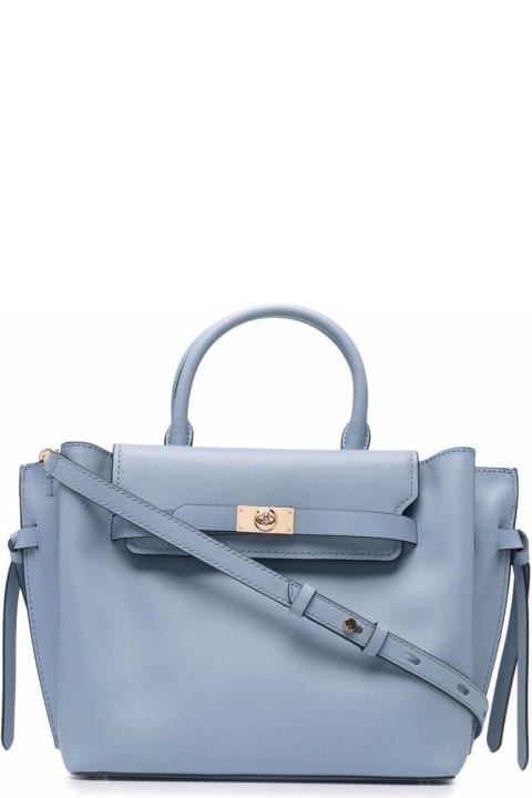 Hamilton Legacy Lg Belted Satchel In Solid Shiny Polished Leather
