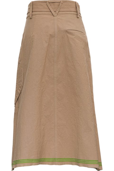 Beige Cotton Skirt With Belt