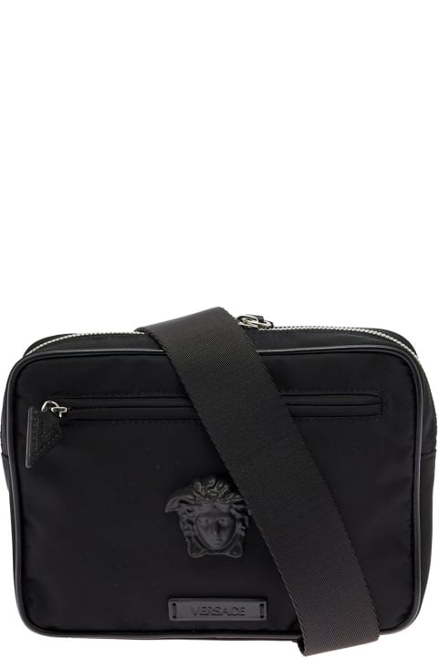 Versace Man's Black Nylon Medusa Belt Bag