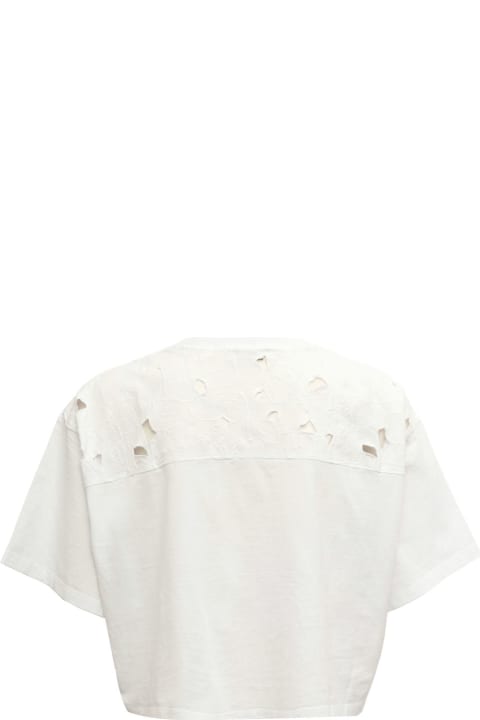 White Cotton Jersey T-shirt With Cut Out Butterfly