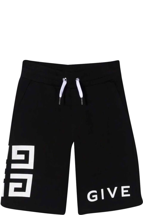 Givenchy Black Bermuda Shorts With White Print - Nero