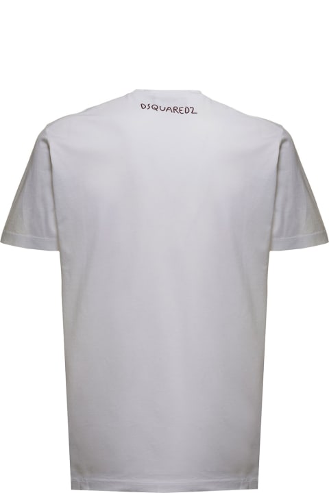 Dsquared2 Black Cotton T-shirt With Logo Print - Nero/Bianco