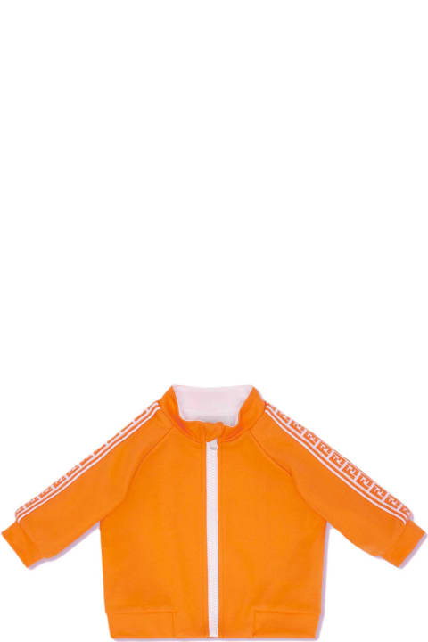 Fendi Orange Sweatshirts With Logo Bands - Azzurro