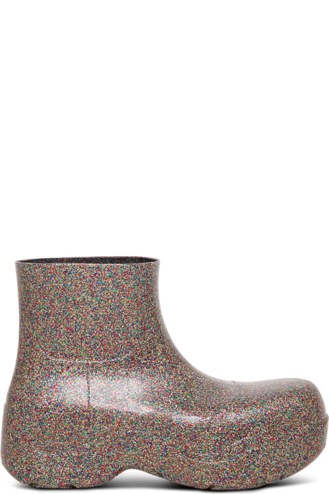 Bottega Veneta Bv Puddle Rain Boots In Glitter Rubber - White