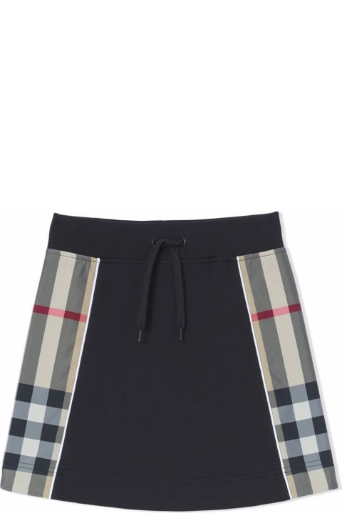 Burberry Black Cotton Skirt With Vintage Check Inserts - White