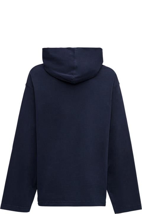 Organic Cotton Blue Hoodie With College Print