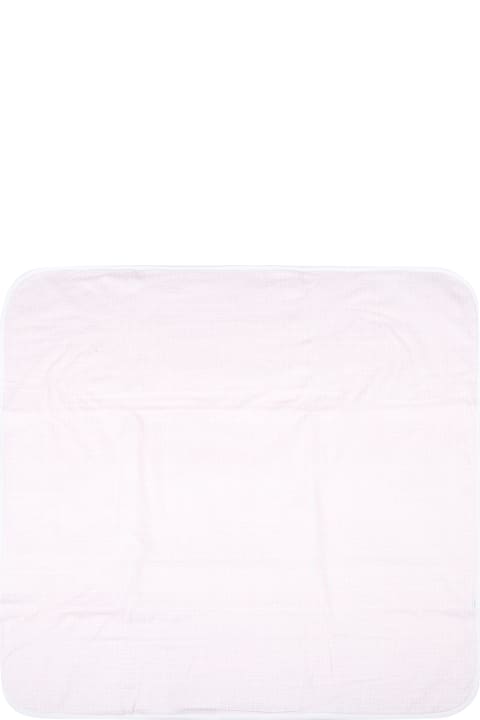 Givenchy Pink Blaket For Baby Girl With White Logo - White