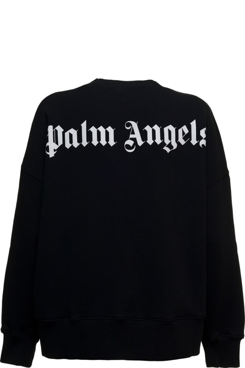 Palm Angels Black Cotton Sweatshirt With Classic Logo Print - Violet