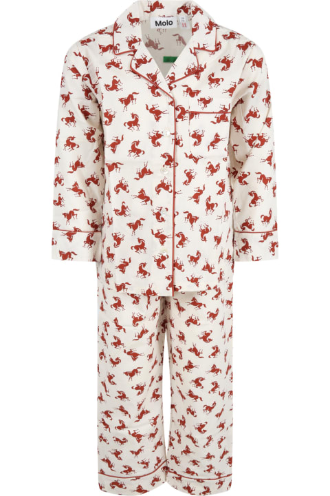 Ivory Pajamas For Kids With Small Horses