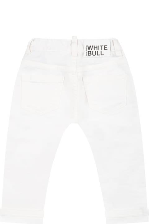 Dsquared2 White Jeans For Baby Boy With Logo - Denim
