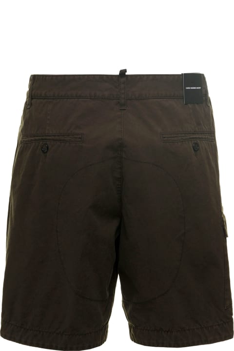 Dsquared2 Green Cotton Bermuda Shorts With Pockets - NERO