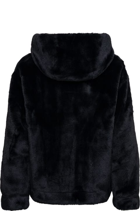 GINY Kelly Black Ecological Hooded Fur - Orange