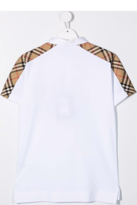 Burberry White Cotton Polo Shirt With Vintage Check Insert - White