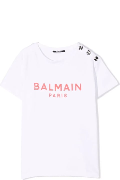 Balmain White Cotton T-shirt - Blue