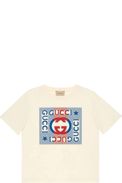 Gucci Unisex White T-shirt - Verde/rosso