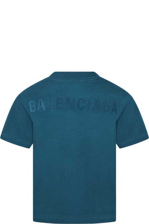 Petroleum Green T-shirt For Kids With Logo