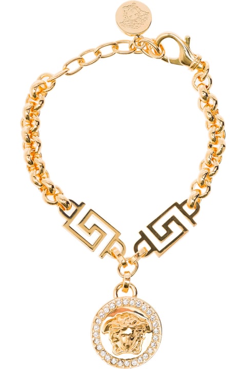Versace Woman's Metal Chain Bracelet With Strass Applied