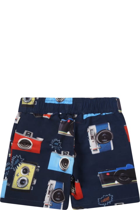 Blue Swimshort For Boy With Prints