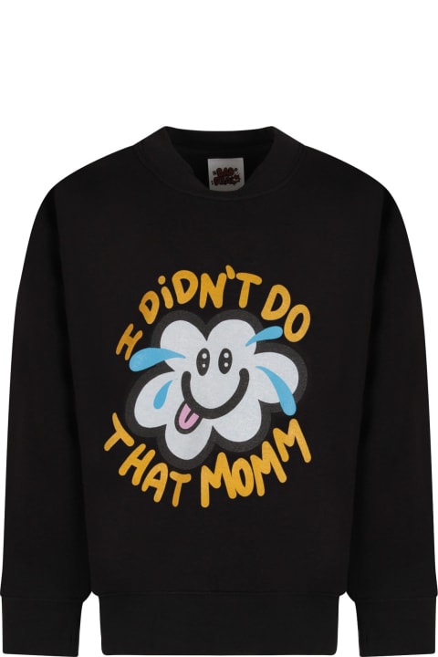 Black Sweatshirt With Colorful Cloud For Kids