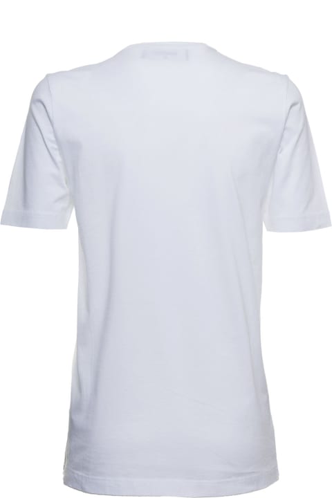 Dsquared2 White Cotton T-shirt With Logo Print - Dark green
