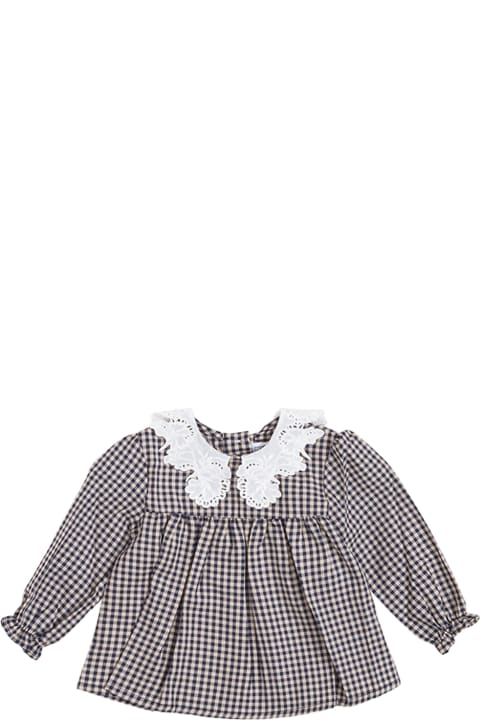 Voyage Check Cotton Shirt With Lace Collar