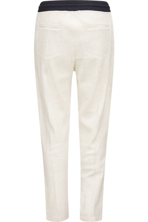 Cotton Fleece Techno Trousers With Striped Details