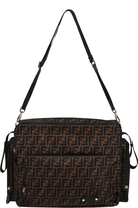 Fendi Brown Changing Bag For Baby Kids With Double Ff - Blu