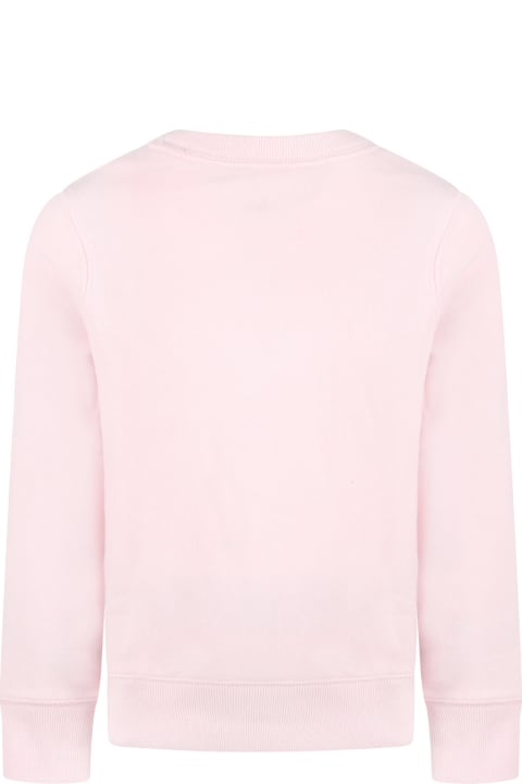 Ralph Lauren Pink Sweatshirt For Girl With Pony Logo - Denim