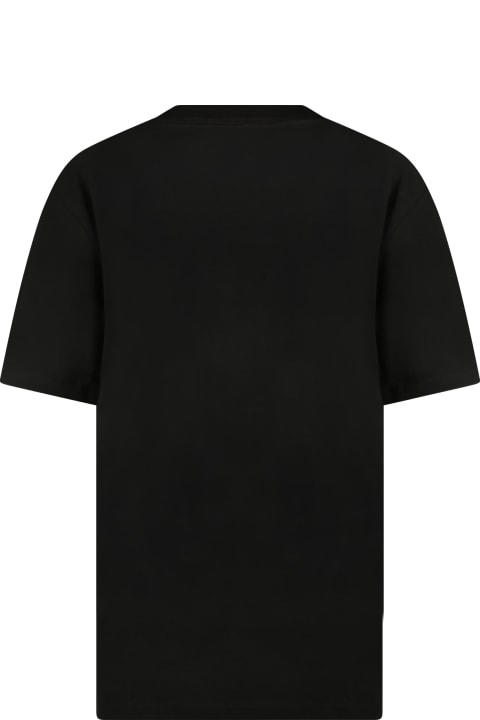 Ralph Lauren Black T-shirt For Kids With Blue Pony Logo - White