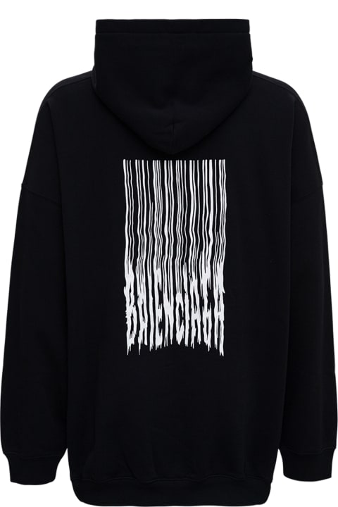 Barcode Hoodie In Black Cotton
