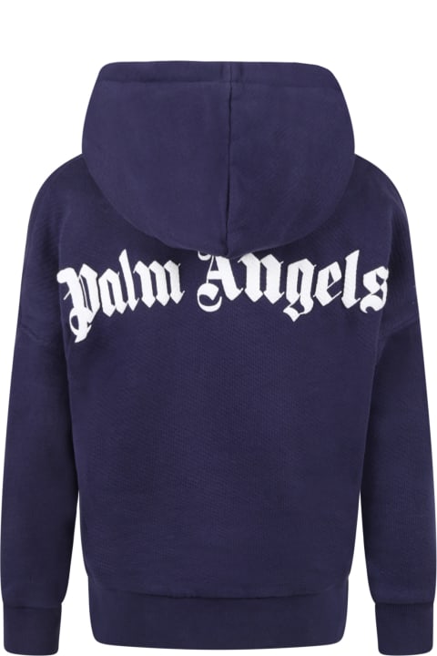 Palm Angels Blue Sweatshirt For Kids With Logo - Blue