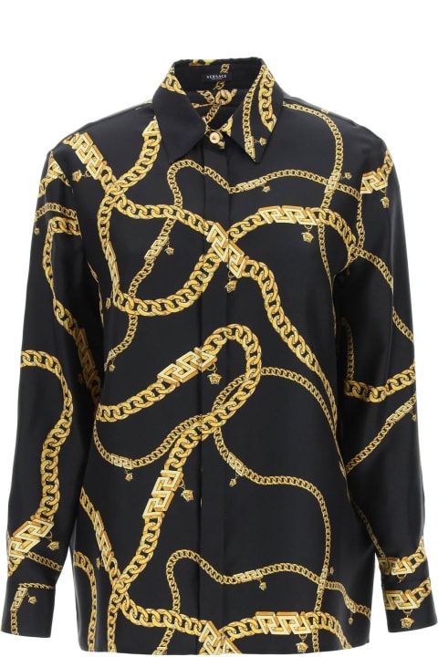 Versace Chain Print Silk Shirt - Nero oro