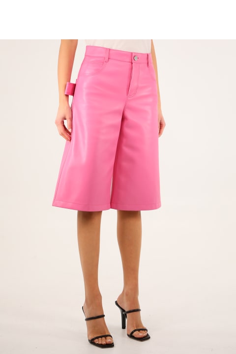 Bottega Veneta Pink Leather Bermuda Shorts - Black