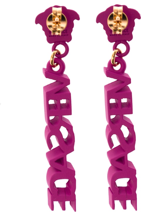 Versace Women's Pink Medusa Pendant Earrings