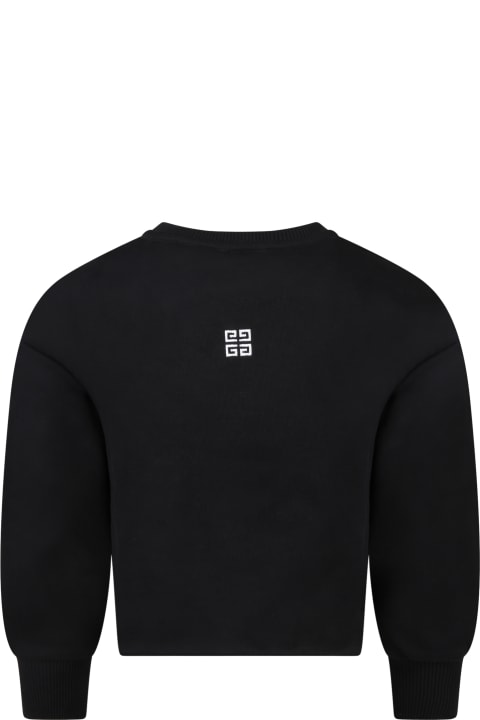 Givenchy Black Sweatshirt For Girl With White Logo - Black