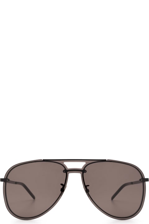 Saint Laurent Eyewear Classic 11 Mask Black Sunglasses - Black Black Grey