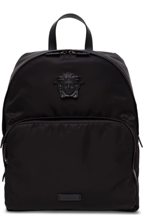 Versacece Black Nylon Backpack With Medusa