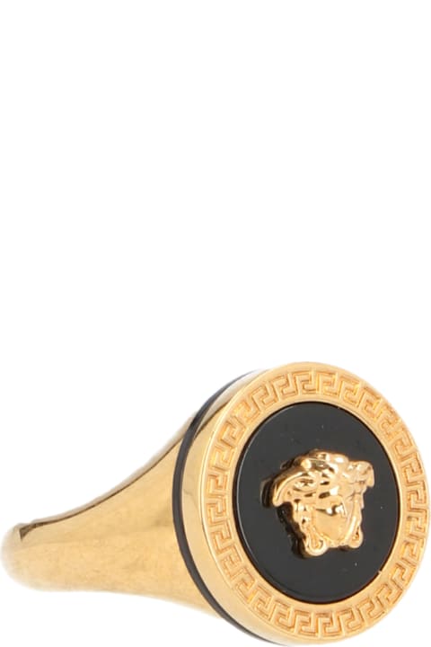 Versace 'medusa' Ring - Nero/oro versace