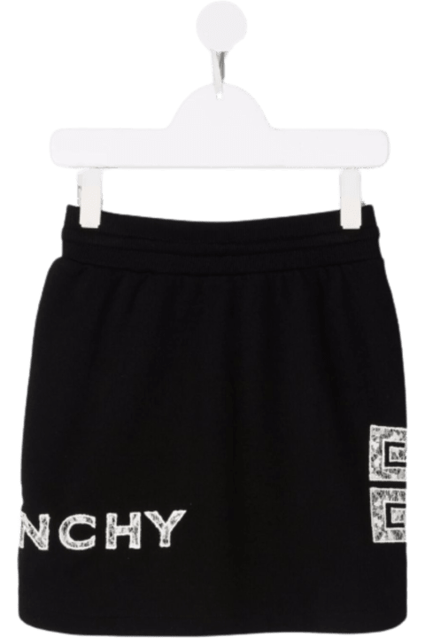 Givenchy's Cotton Black Girl Short Skirt With Logo With Lace