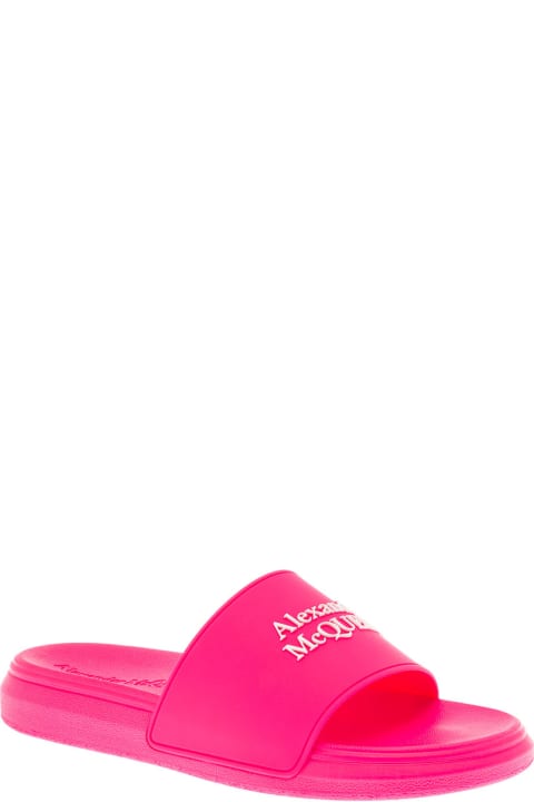 Alexander Mcqueen Women's Pink Rubber Slide Sandals