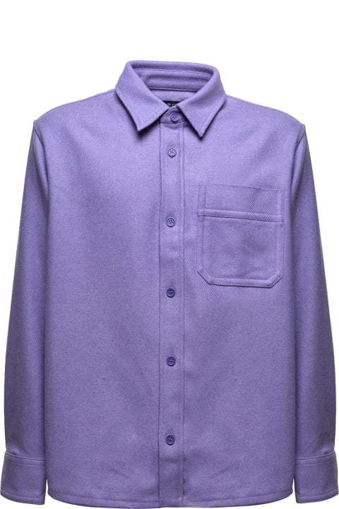 A.P.C. Lilac Recycled Wool Shirt - Iak Dark Navy