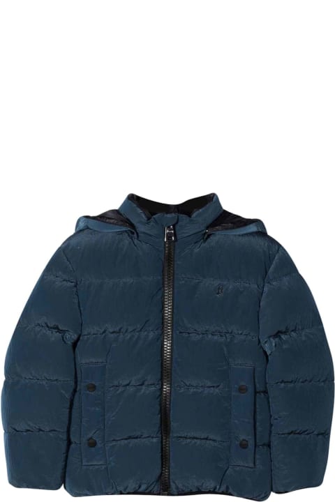 Herno Blue Down Jacket With Print - Verde e Marrone