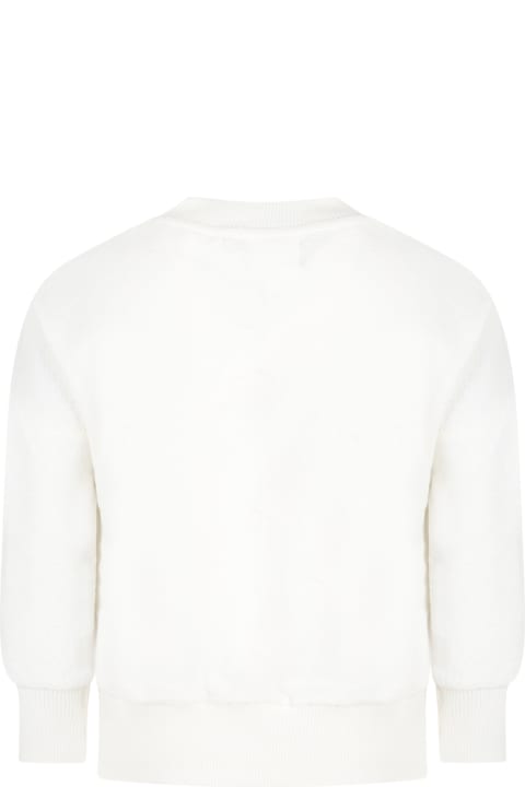 Ivory Sweatshirt For Girl With Logo