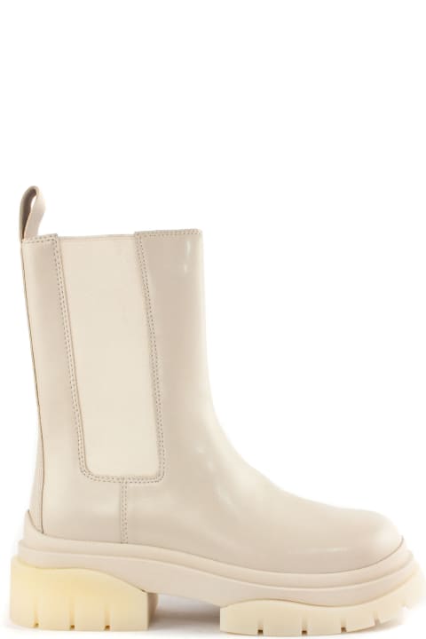 Beige Leather Storm Leather Ankle Boots