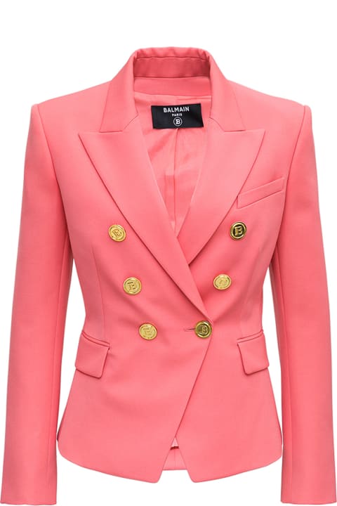 Double-breasted Pink Wool Blazer