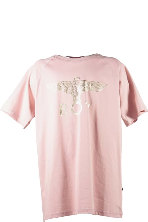 Boy London T-shirt Rosa In Jersey Di Cotone Con Logo
