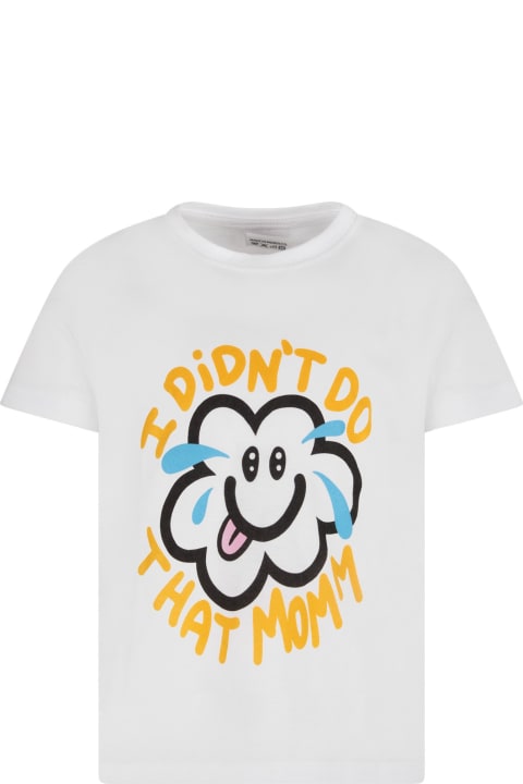 White T-shirt With Colorful Cloud For Kids