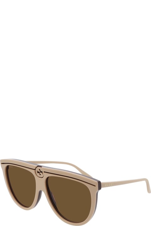 Gucci Eyewear Gg0732s Beige Sunglasses - Black Black Grey