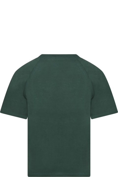 Gucci Green T-shirt For Boy With Logos - Brilliant Mauve