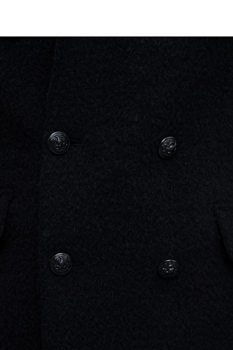 Tonello Double-breasted Black Wool Coat - Black